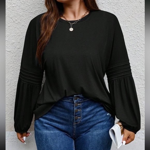 Boho dusty blue bishop sleeve blouse - Picture 10 of 16